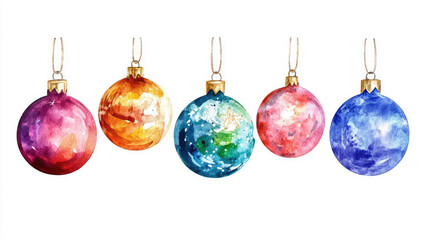 Christmas ornaments in watercolor style