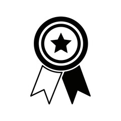 Star Award Medal Icon with Ribbons for Recognition.