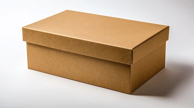 Brown cardboard box with lid ready for shipping or storage isolated on white background ready for your product or branding mockup