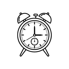 Alarm Clock Illustration - A Timeless Reminder in Black and White.