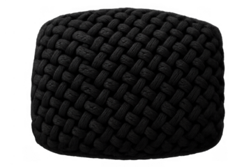 Weaving black knitted pouf, comfortable home furniture for modern decor and interior design