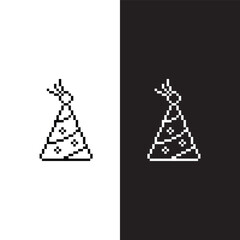 black  and white pixel art birthday hat 8 bit  vector icon art for computer game	