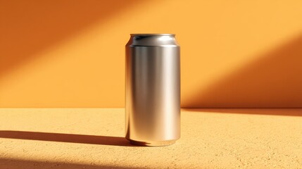 Silver can on orange