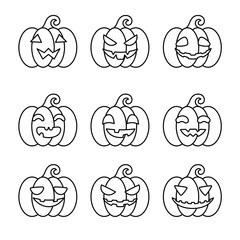 Pumpkin Line Art Icons