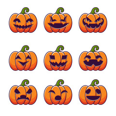 Colored Outline Pumpkin Icons