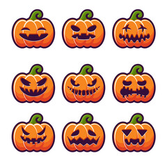 Flat Outline Pumpkin Icons – Set 5