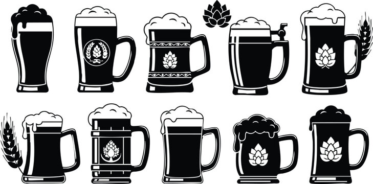 Various beer mugs and glasses showcasing different styles and designs for beer enthusiasts and brewers 