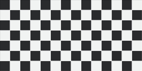Black and white  ceramic tiles diagonal texture background with classic checkerboard pattern vector illustration