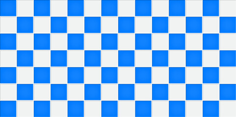 Blue and white  ceramic tiles texture background with classic checkerboard pattern vector illustration