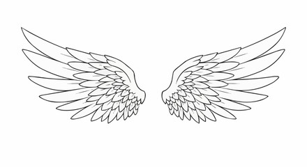 Detailed illustration of angel wings with intricate feather design.