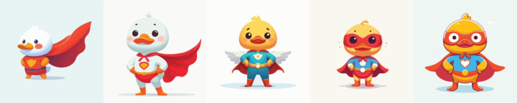 cute duck vector in super hero costume