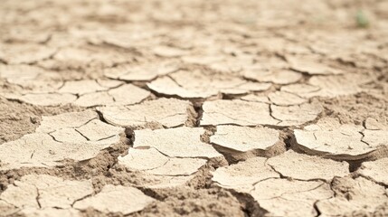 A dry cracked earth surface showing arid conditions and drought with a textured pattern