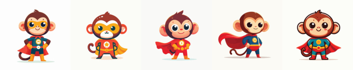 cute monkey vector in super hero costume
