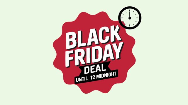 Minimalist Black Friday deal banner with red discount badge and clock icon o