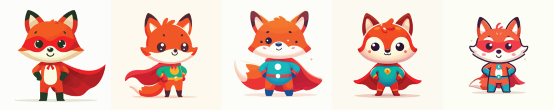 cute fox vector in super hero costume