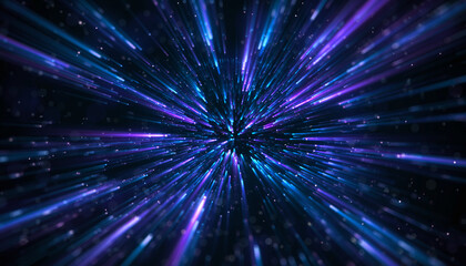 Futuristic Digital Data Flow Background with Blue and Purple Light Trails