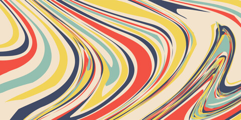 Groovy 70s psychedelic background with swirl and wave patterns. Twisted retro vector texture in vibrant Y2K aesthetic.