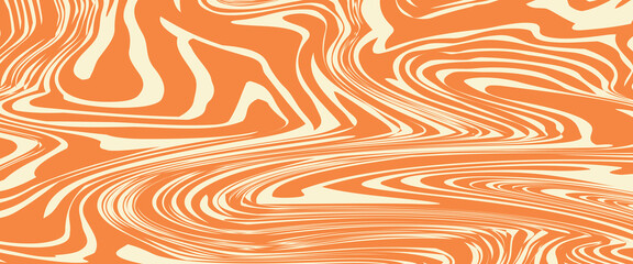 Groovy hippie 70s backgrounds. Waves, swirl, twirl pattern. Twisted and distorted vector texture in trendy retro psychedelic style.