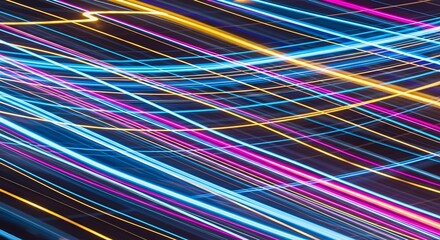 Abstract light trails with vibrant colors creating a dynamic visual effect