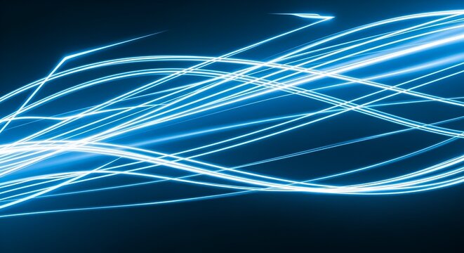 Dynamic blue light trails on dark backdrop evoke futuristic energy flow