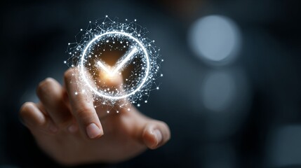 Tap into success with innovative technology solutions for your business success, a check mark symbolizing achievement and moving forward digitally