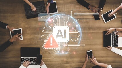 AI interface showing prompt error warning and system alert. AI prompt failure can lead to incorrect output or hallucination. Managing AI prompt error is crucial in safe AI deployment. Muxer