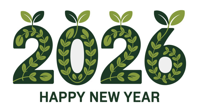New Year 2026: A hopeful design for a fresh year that blends the essence of growth and renewal with the prospect of the coming New Year, represented by the fresh and blooming plants.