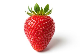 A single ripe strawberry isolated on white background