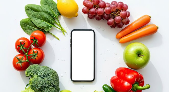 Healthy Food Ingredients with Phone Screen Template