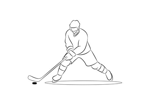 hockey player black and white line art clip art preview