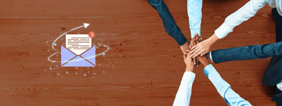 Concept of digital communication and correspondence. Receiving a new message or notification in an email inbox, representing online information exchange and alerts. Fermion