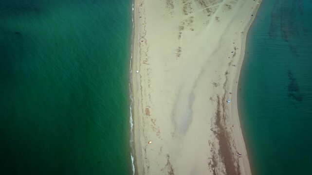 Aerial Overview of Sandy Beach on Kassandra Peninsula, Greece
