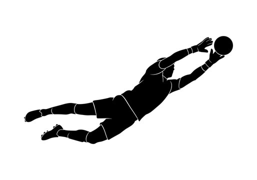 Dynamic soccer goalkeeper dive silhouette captures intensity and skill
