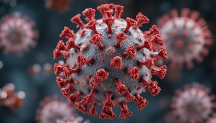 Detailed 3D render illustrating the morphology of the SARS-CoV-2 virus family