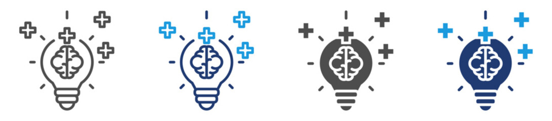 positive thinking icon sheet with multiple style