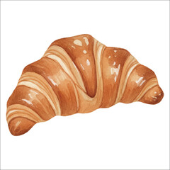 Watercolor Croissant Pastry Vector Illustration on White Background
