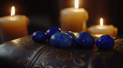 Polished Lapis Lazuli Stones With Candlelight Display