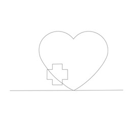 Obraz premium heart care line drawing without break isolated on white.health icon vector.illustrator vector downloadable.health vector editable