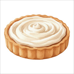 Watercolor Mini Tart Pastry Vector Illustration on White Background
