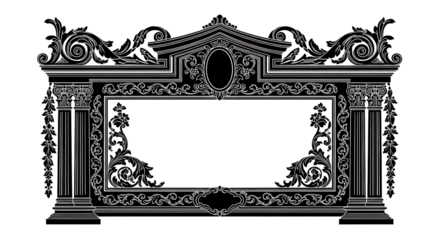 Luxury Vintage Baroque Decorative Frame Element with Columns Isolated