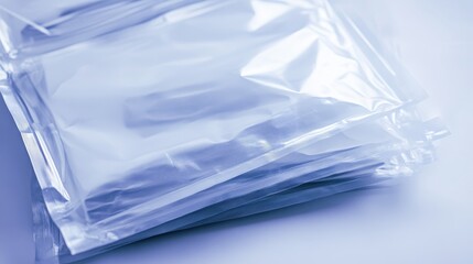 Obraz premium Stack of sealed sterile clear plastic packaging for medical instruments and supplies