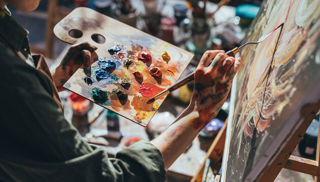 Dark background with neon colorful liquid swirls - Powered by Adobe