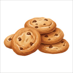 Watercolor Cookies Sweet Snack Vector Illustration on White Background
