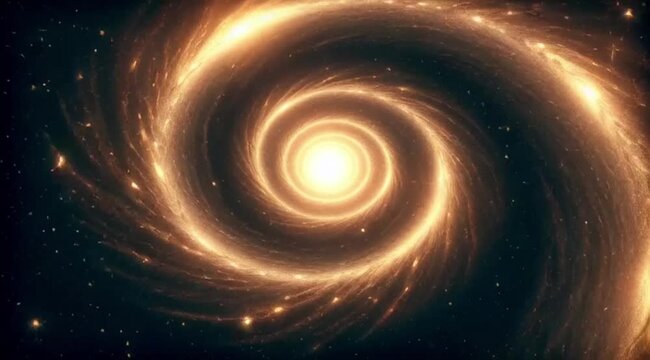 Abstract swirling galaxy with glowing stars in deep space  