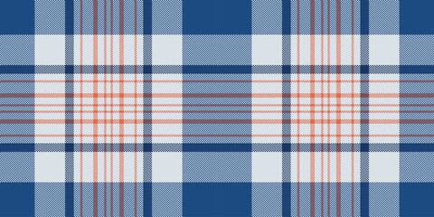 Christmas ornament tartan pattern fabric, continuity plaid seamless check. Irish background textile vector texture in blue and white colors.