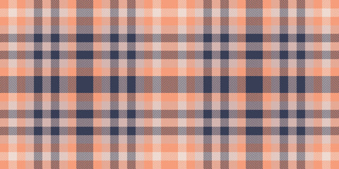Merry plaid fabric background, illustration seamless texture check. Classy textile vector tartan pattern in light and orange colors.