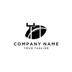 Logo design featuring a football and goalpost in a simple, modern style.