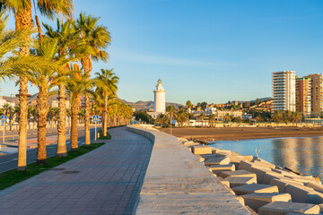 La Farola Lighthouse in Malaga, Spain