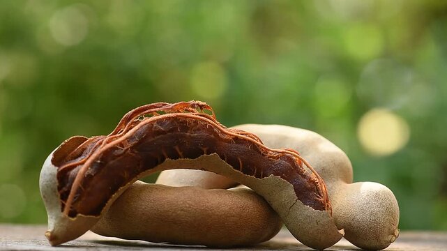 Tamarind Tamarindus indica fruits on natural background.
