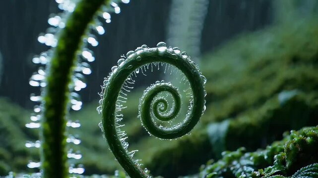 Green Spiral Fern Macro Shot &ndash; seamless loop